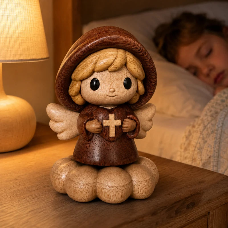 Anjo da Guarda Silencioso de Madeira - Sagrado Tesouro
