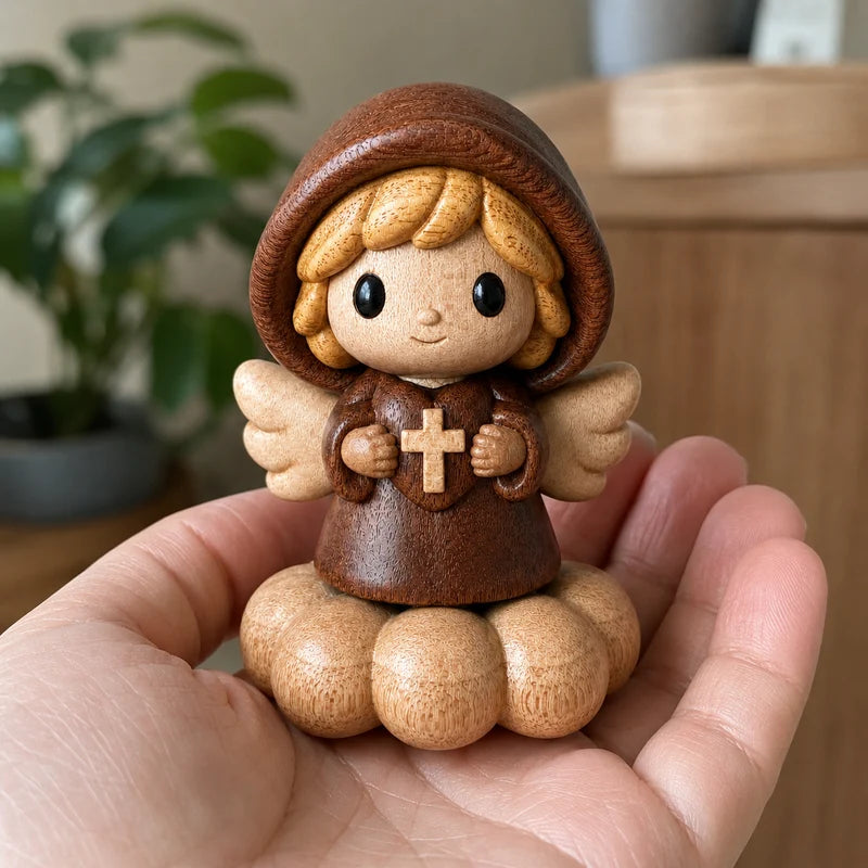 Anjo da Guarda Silencioso de Madeira - Sagrado Tesouro