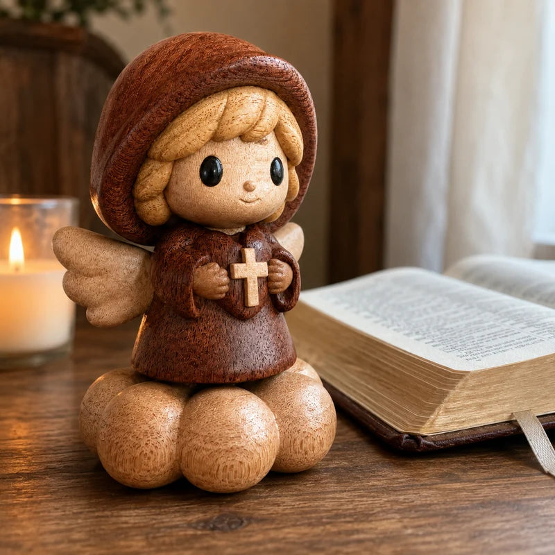 Anjo da Guarda Silencioso de Madeira - Sagrado Tesouro