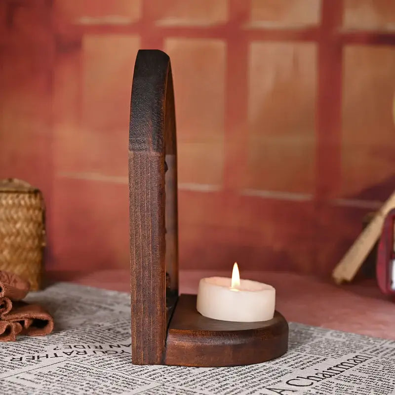 Castiçal de Madeira São Miguel Arcanjo - Sagrado Tesouro