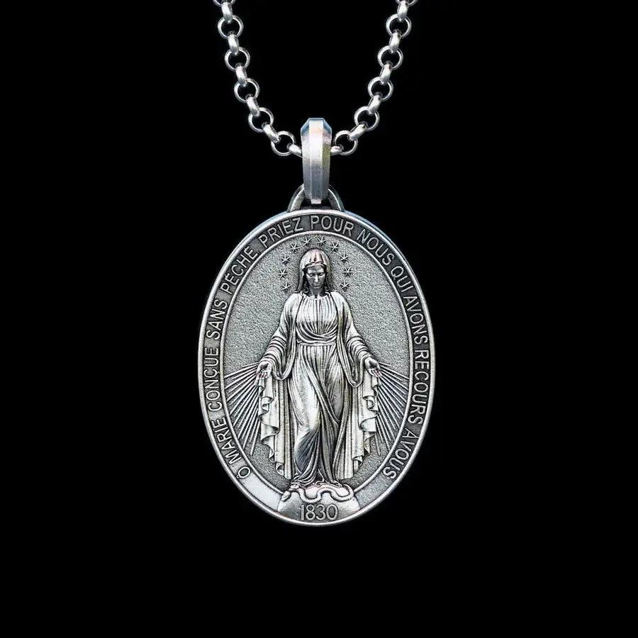Colar Medalha Milagrosa Nossa Senhora das Graças em Prata Esterlina - Sagrado Tesouro