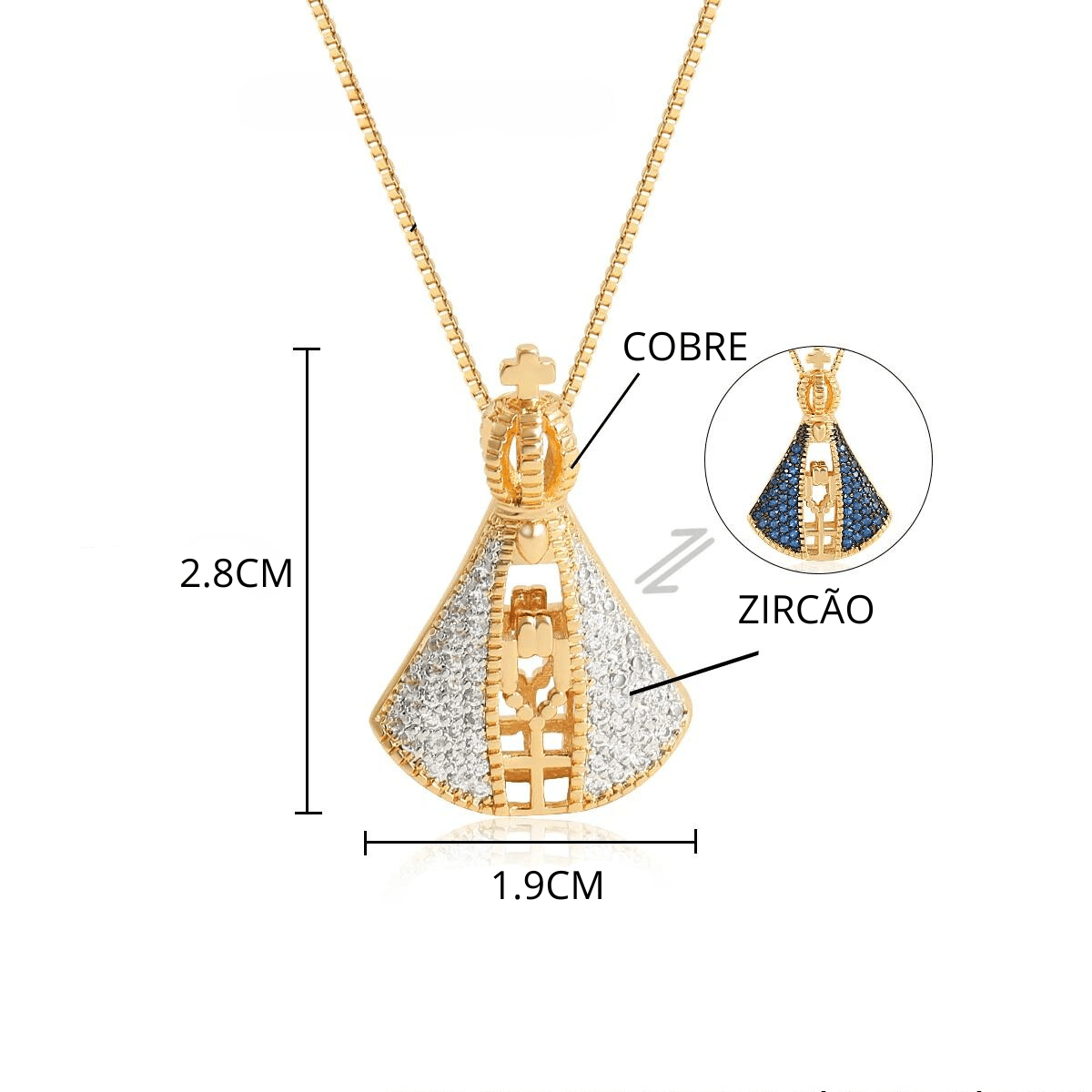 Colar Nossa Senhora Aparecida - Dupla Face - Sagrado Tesouro