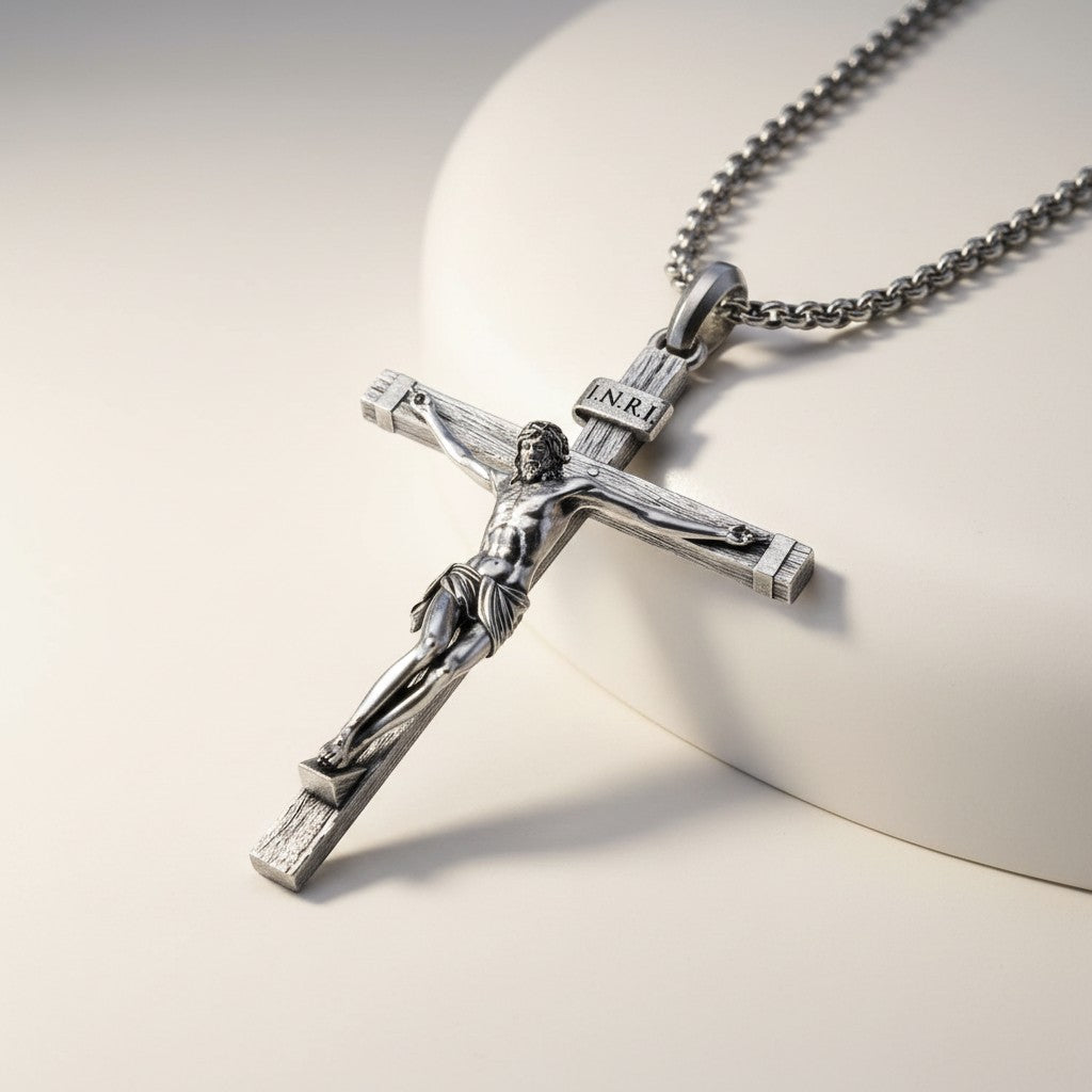 Crucifixo Jesus Cristo em Prata 925k S agrado Tesouro