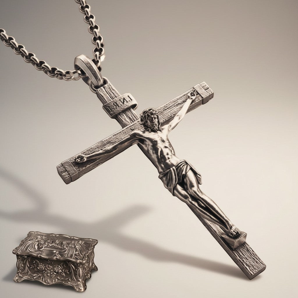 Crucifixo Jesus Cristo em Prata 925k S agrado Tesouro