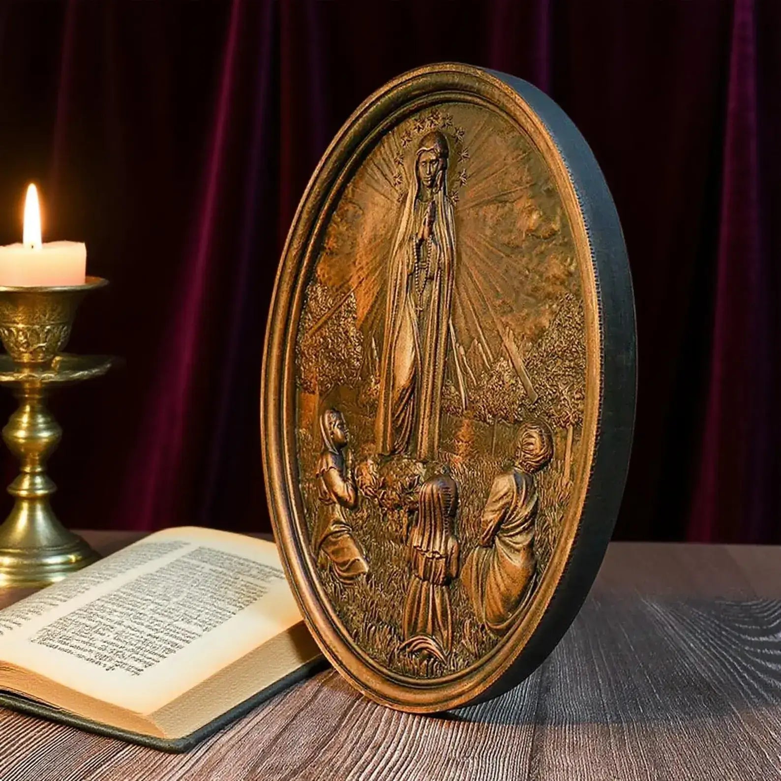 Escultura Nossa Senhora de Fátima em Madeira - Sagrado Tesouro
