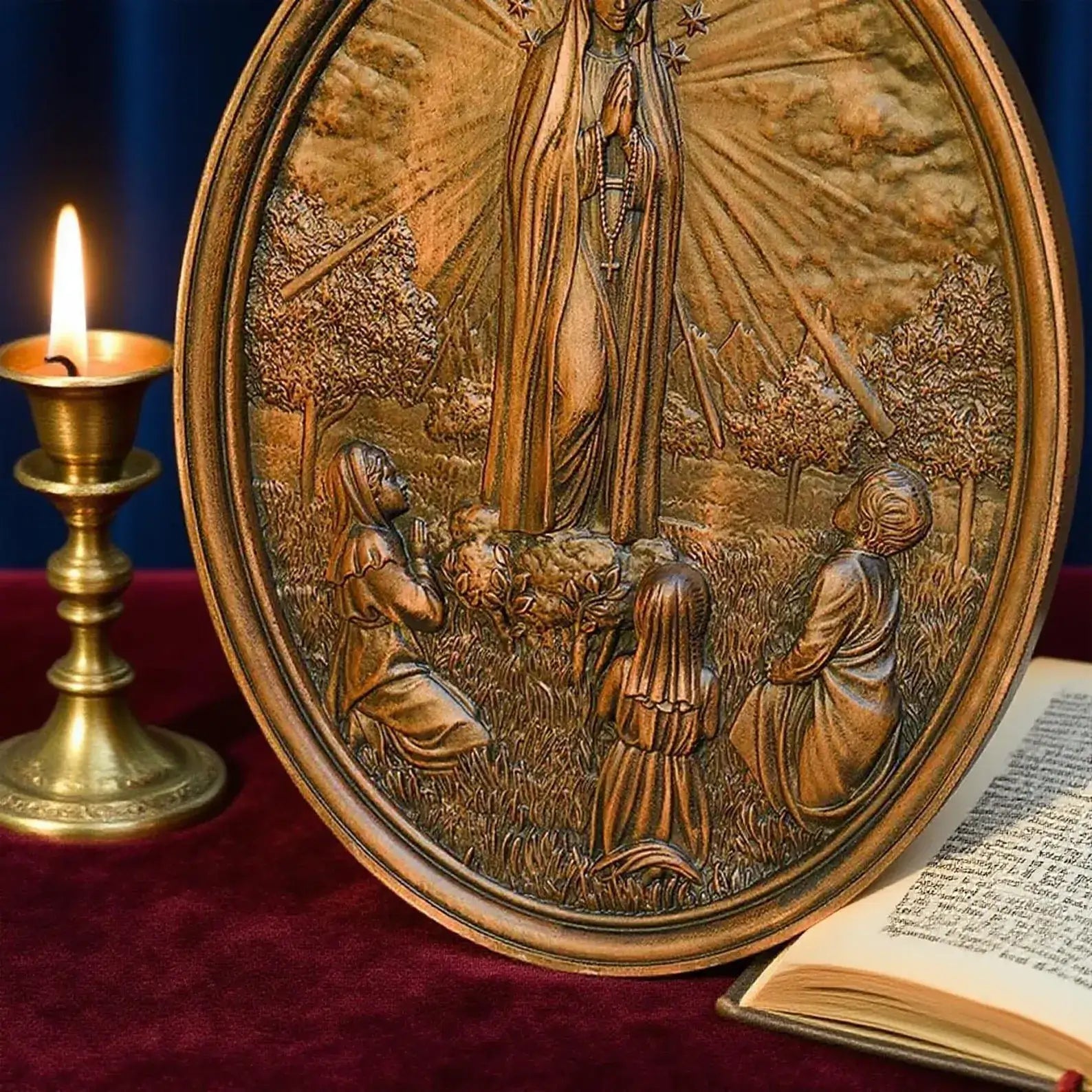 Escultura Nossa Senhora de Fátima em Madeira - Sagrado Tesouro