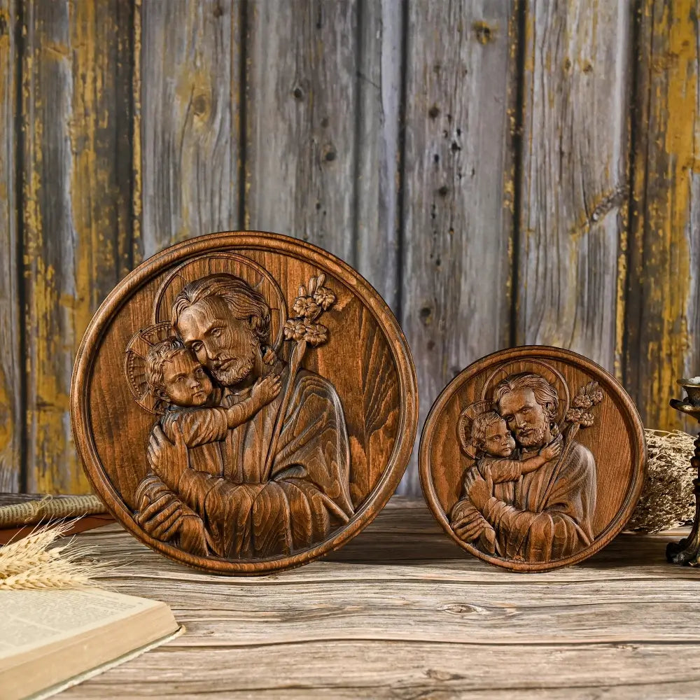 Escultura São José e o Menino Jesus - Presente De Dia Dos Pais - Sagrado Tesouro