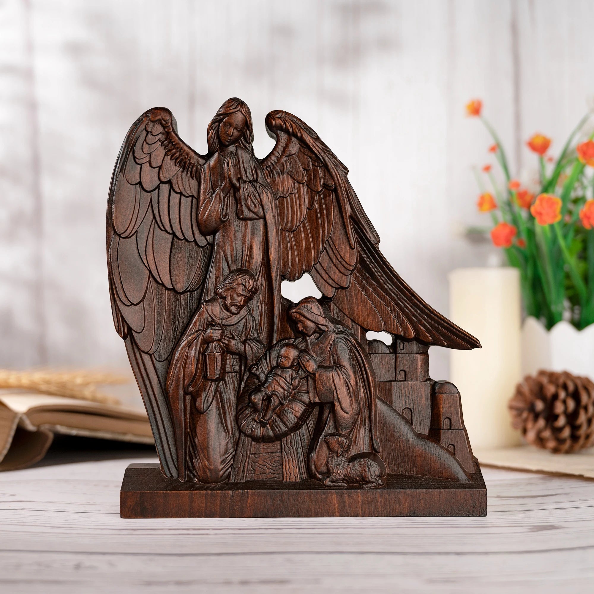 Escultura Sagrada Família e Anjo da Guarda - Sagrado Tesouro