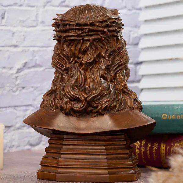 Busto de Jesus Cristo Coroado de Espinhos em Madeira - detalhes