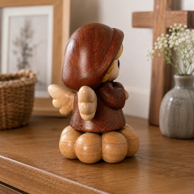 Anjo da Guarda Silencioso de Madeira - Sagrado Tesouro