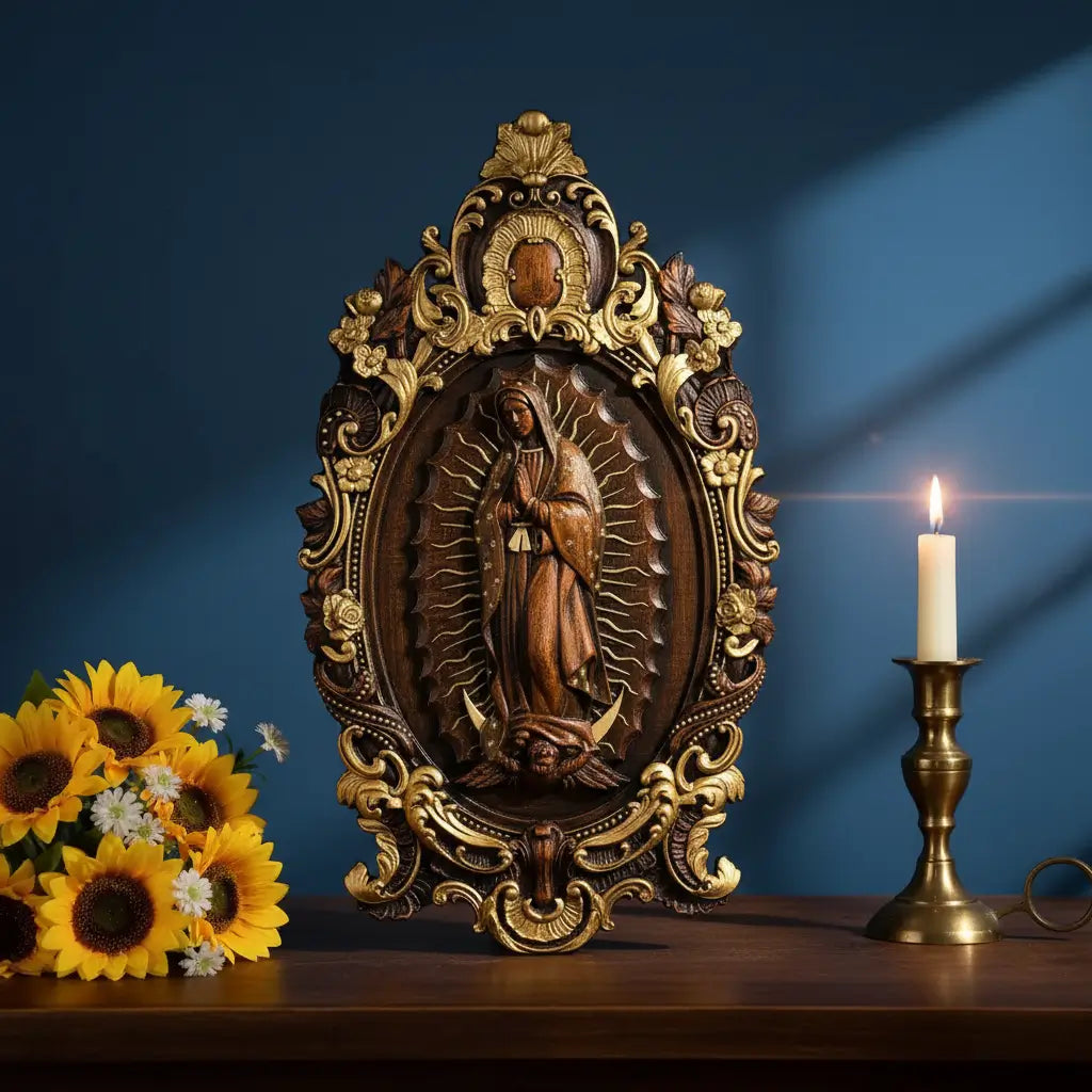 Escultura Nossa Senhora de Guadalupe de Madeira - Sagrado Tesouro