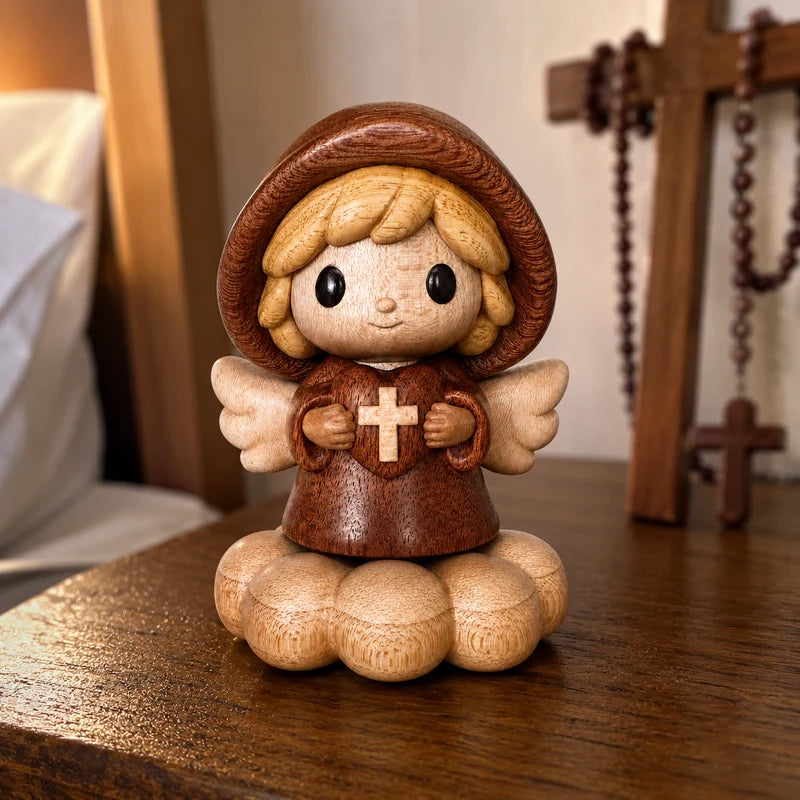 Anjo da Guarda Silencioso de Madeira - Sagrado Tesouro