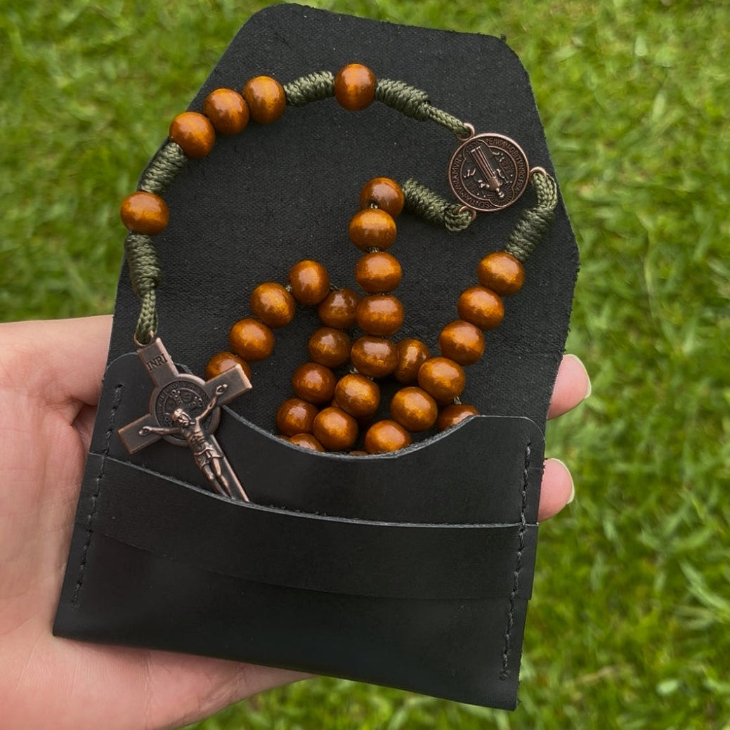 Bolsa de Couro para Terço - Preto