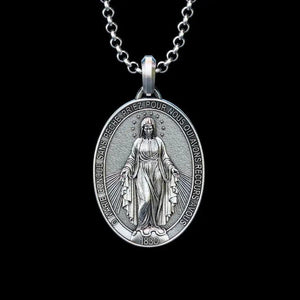 Colar Medalha Milagrosa Nossa Senhora das Graças em Prata Esterlina - Sagrado Tesouro