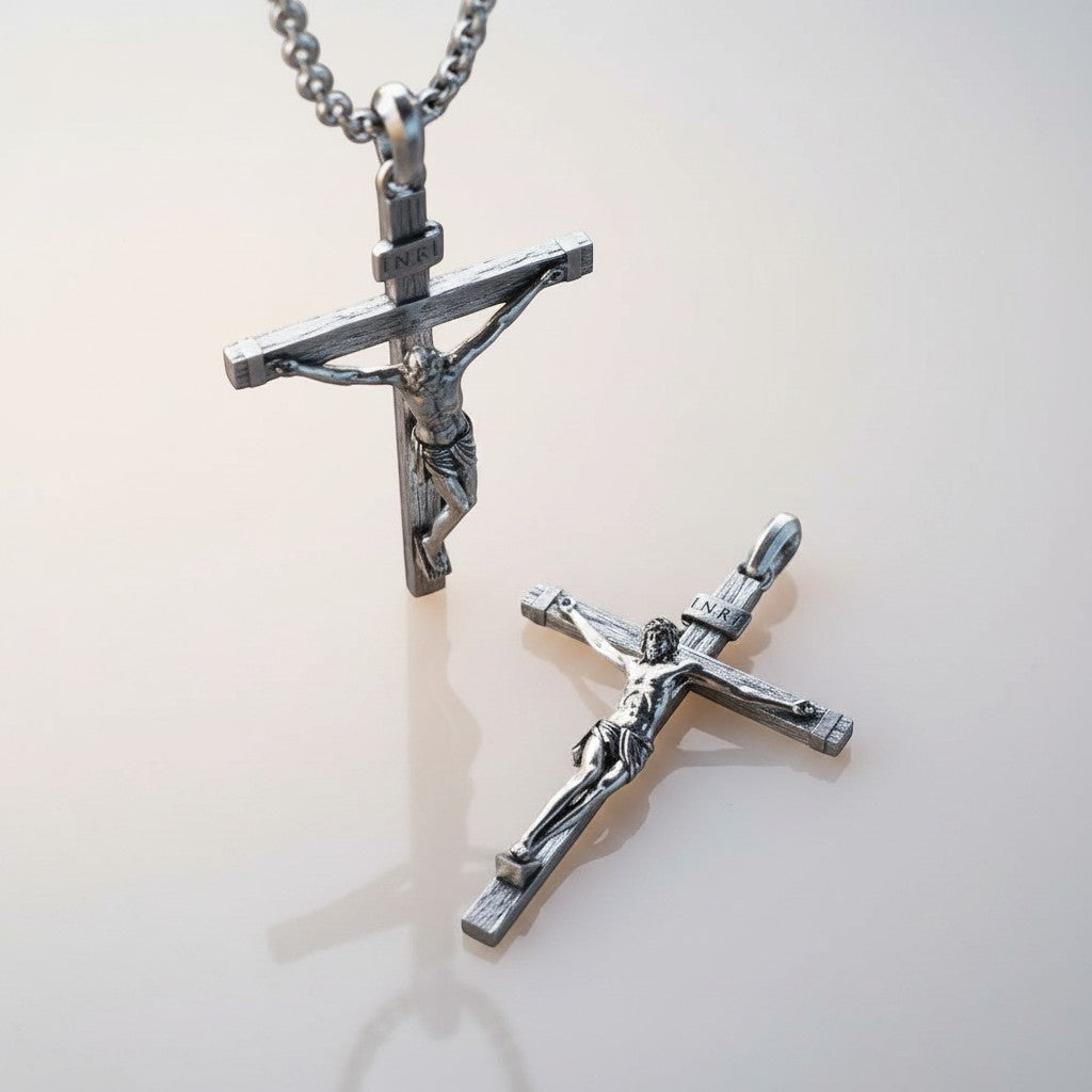 Crucifixo Jesus Cristo em Prata 925k S agrado Tesouro