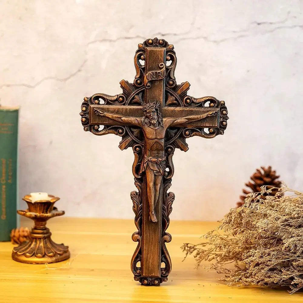 Crucifixo de Madeira Jesus Cristo - Sagrado TEsouro