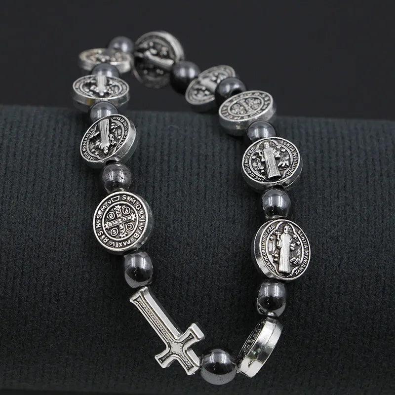 Pulseira de São Bento Devocional Prata - Sagrado Tesouro