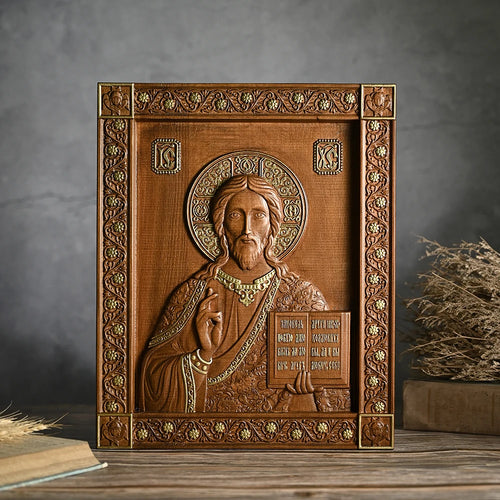 Jesus Cristo Pantocrator Escultura em Madeira - Sagrado Tesouro