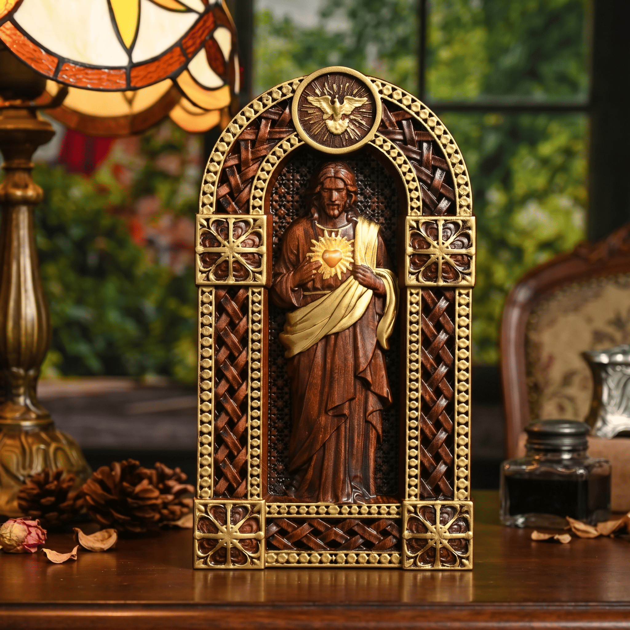 Oratório Sagrado Coração de Jesus em Madeira - Sagrado Tesouro