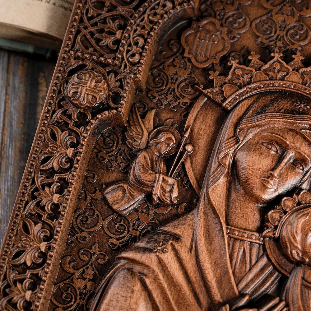 Nossa Senhora do Perpétuo Socorro Escultura em Madeira - Sagrado Tesouro