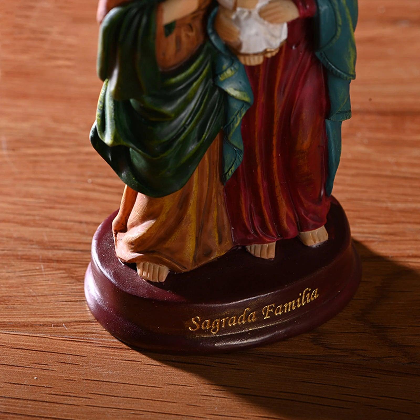 Holy Family Statue Jesus Figurine Craft Nativity Scene for Desktop Home Gift Home Decor Sculpture Mary Joseph - Sagrado Tesouro