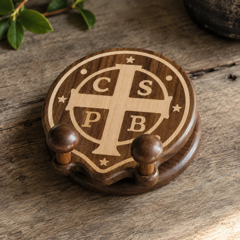 Suporte para Celular São Bento em Madeira - Sagrado Tesouro