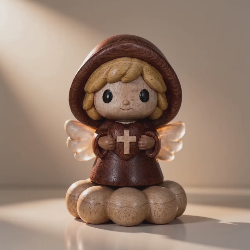 Anjo da Guarda Silencioso de Madeira - Sagrado Tesouro